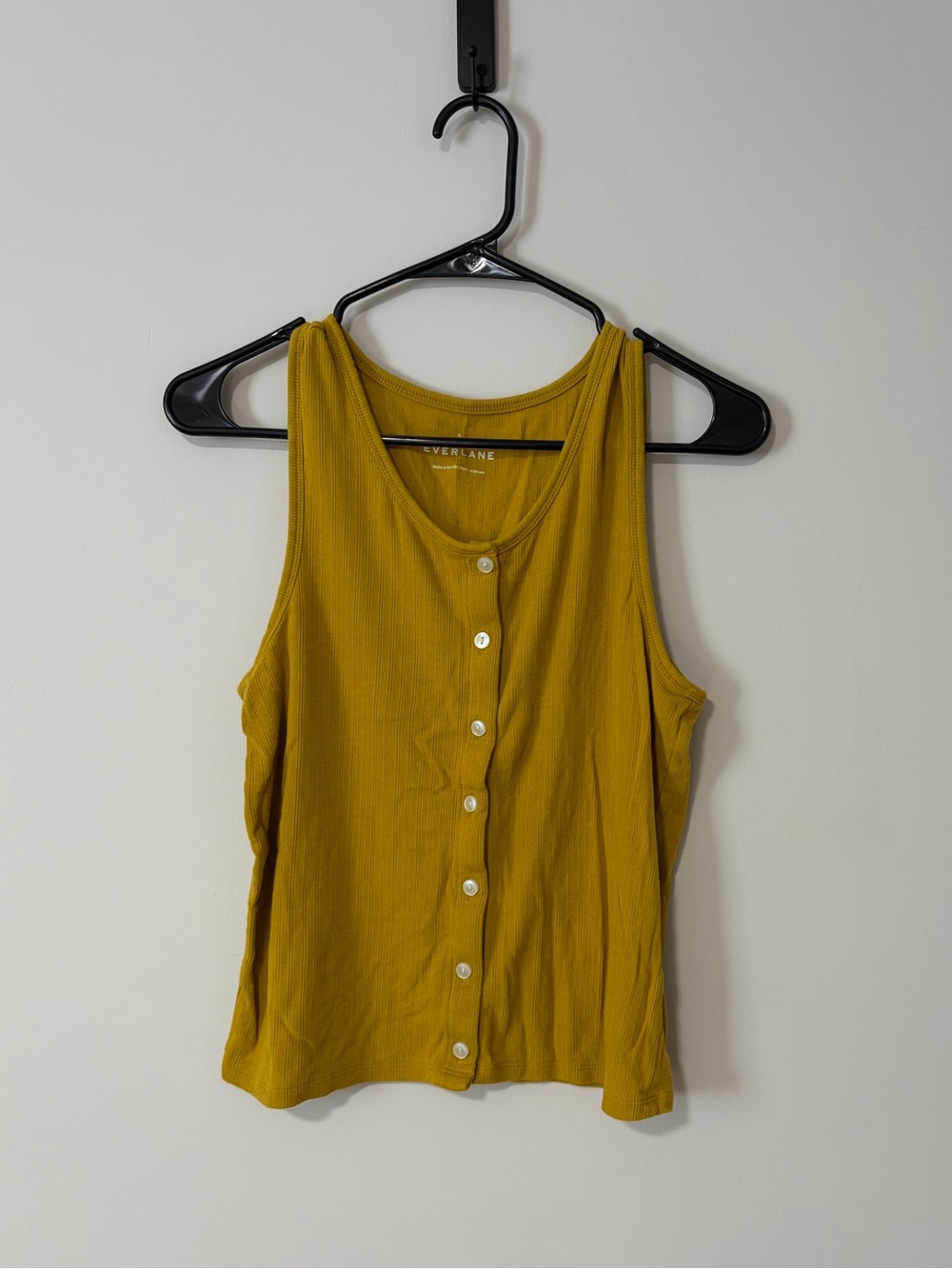 Everlane Mustard Ribbed Button-Front Tank